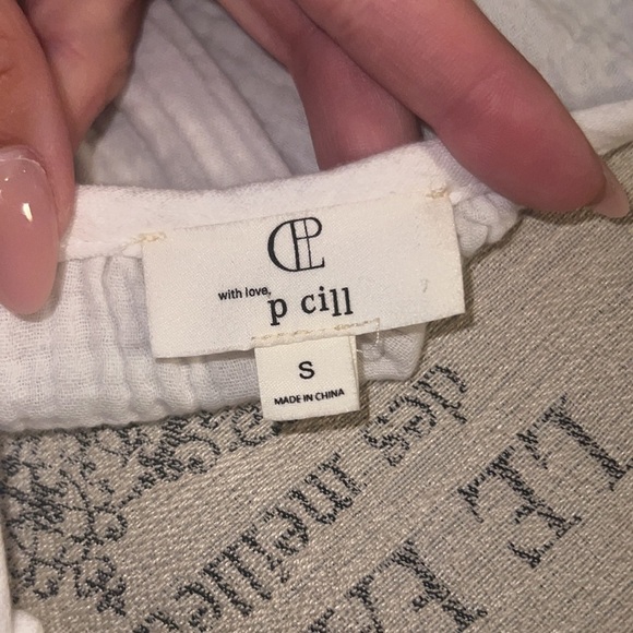 P cill with love white flutter sleeve sleeveless tank dainty shirt small women’s - Picture 5 of 7